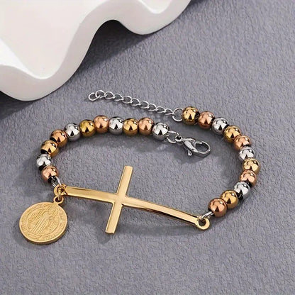 Stainless Steel Rosary Bead Bracelet