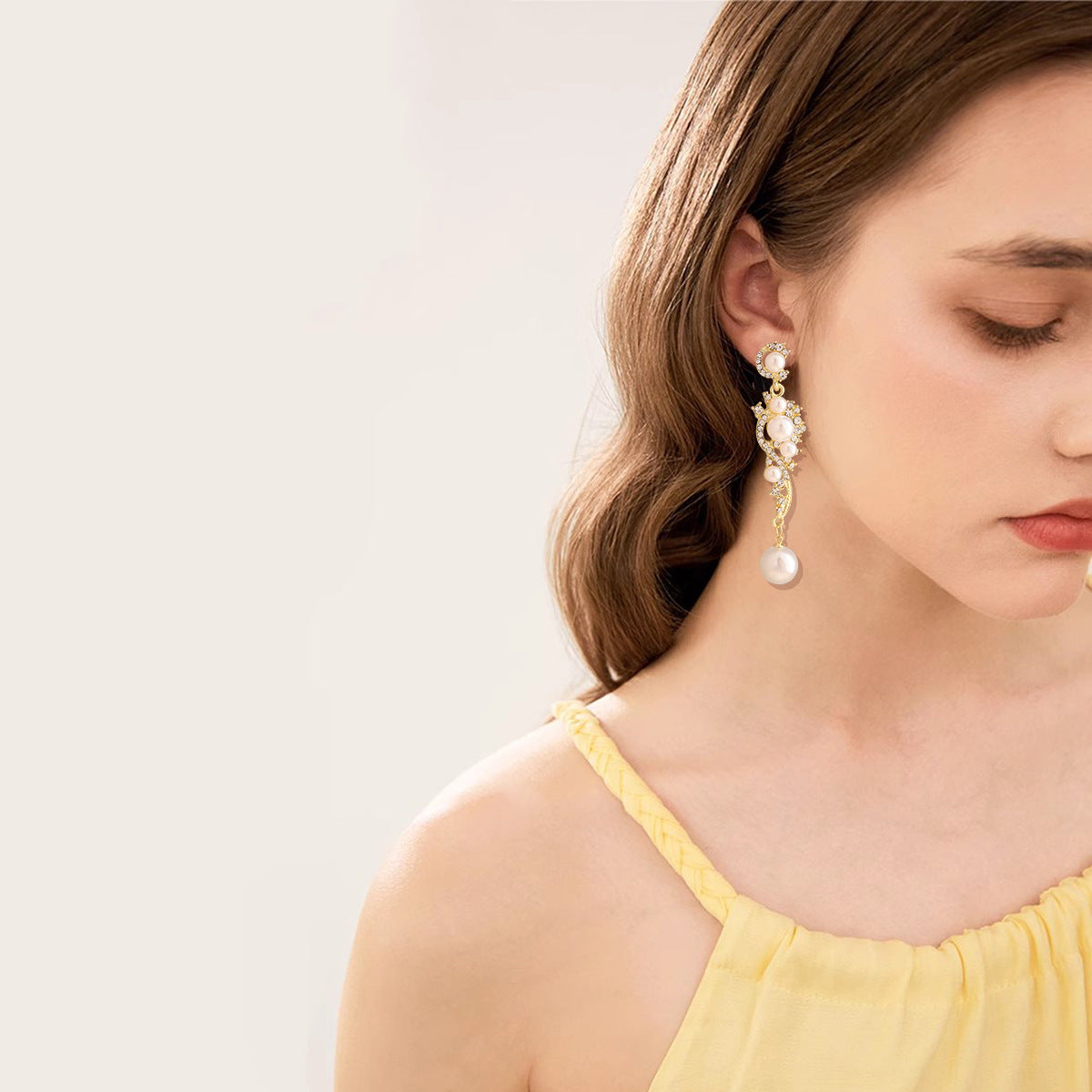 Geometric CZ Pavé Pearl Drop Earrings – Oriental Energy Elegance