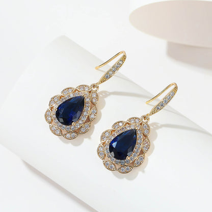 Sapphire Veil – Blue Zircon Drop Earrings & Necklace Set