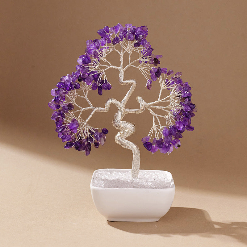 Natural Aquamarine Crystal Money Tree – Feng Shui Tree of Life for Prosperity & Harmony