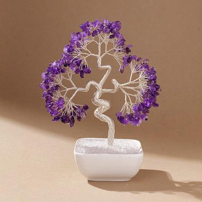 Natural Aquamarine Crystal Money Tree – Feng Shui Tree of Life for Prosperity & Harmony