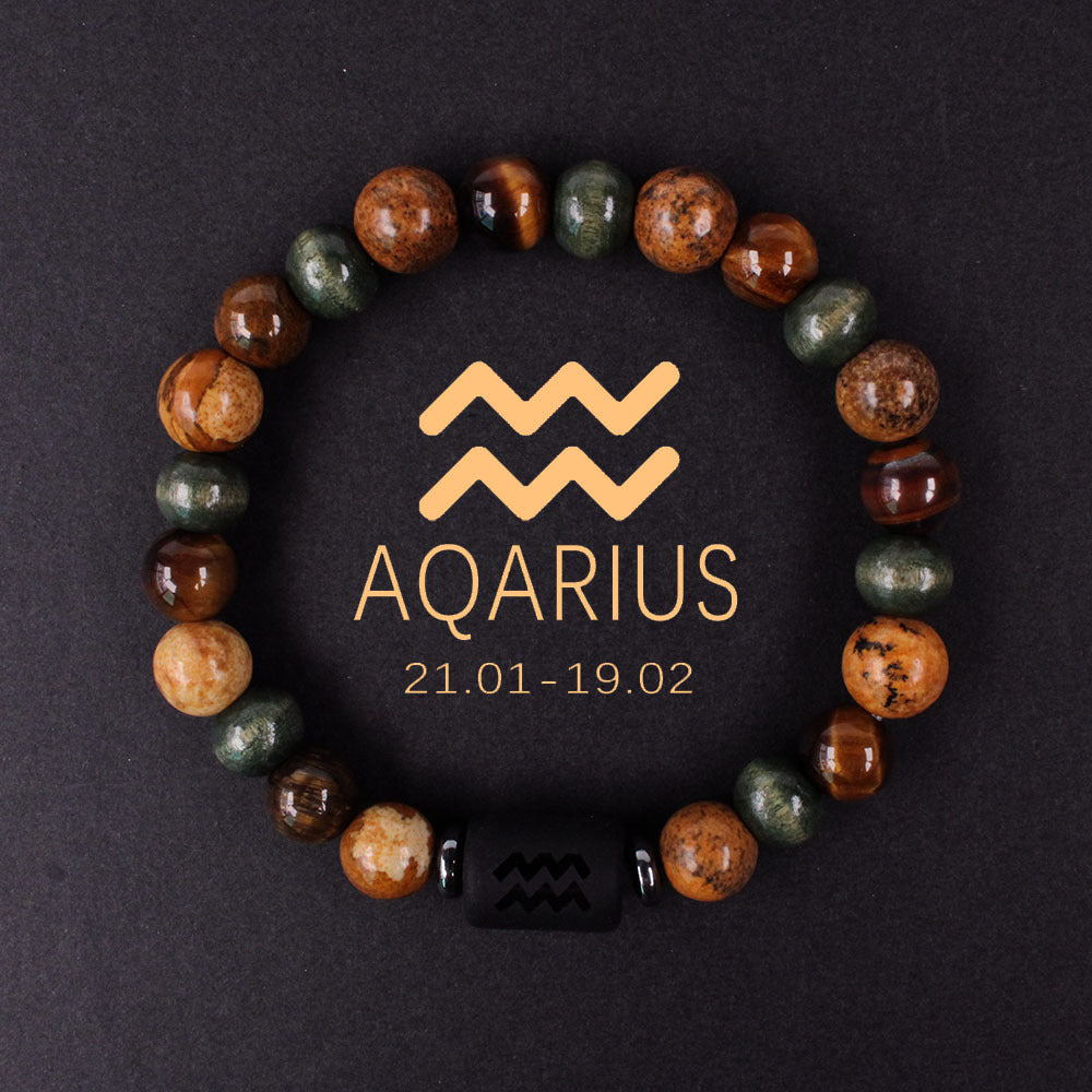Zodiac Energy Bracelet – Amazonite & Tiger Eye Couple Crystal Set