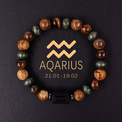 Zodiac Energy Bracelet – Amazonite & Tiger Eye Couple Crystal Set