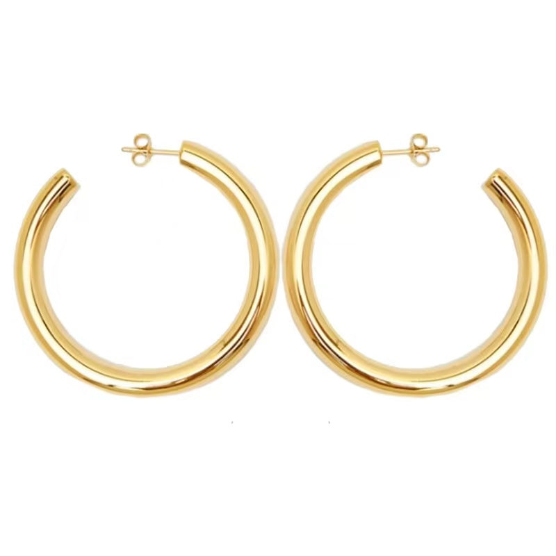 Divine Halo Hoops – Gold-Plated Bold Hollow Circle Earrings