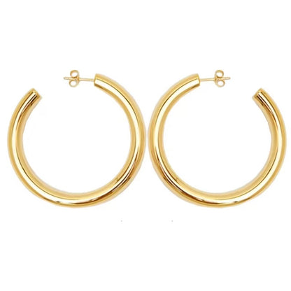 Divine Halo Hoops – Gold-Plated Bold Hollow Circle Earrings