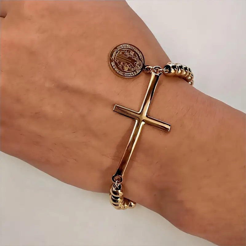 Stainless Steel Rosary Bead Bracelet