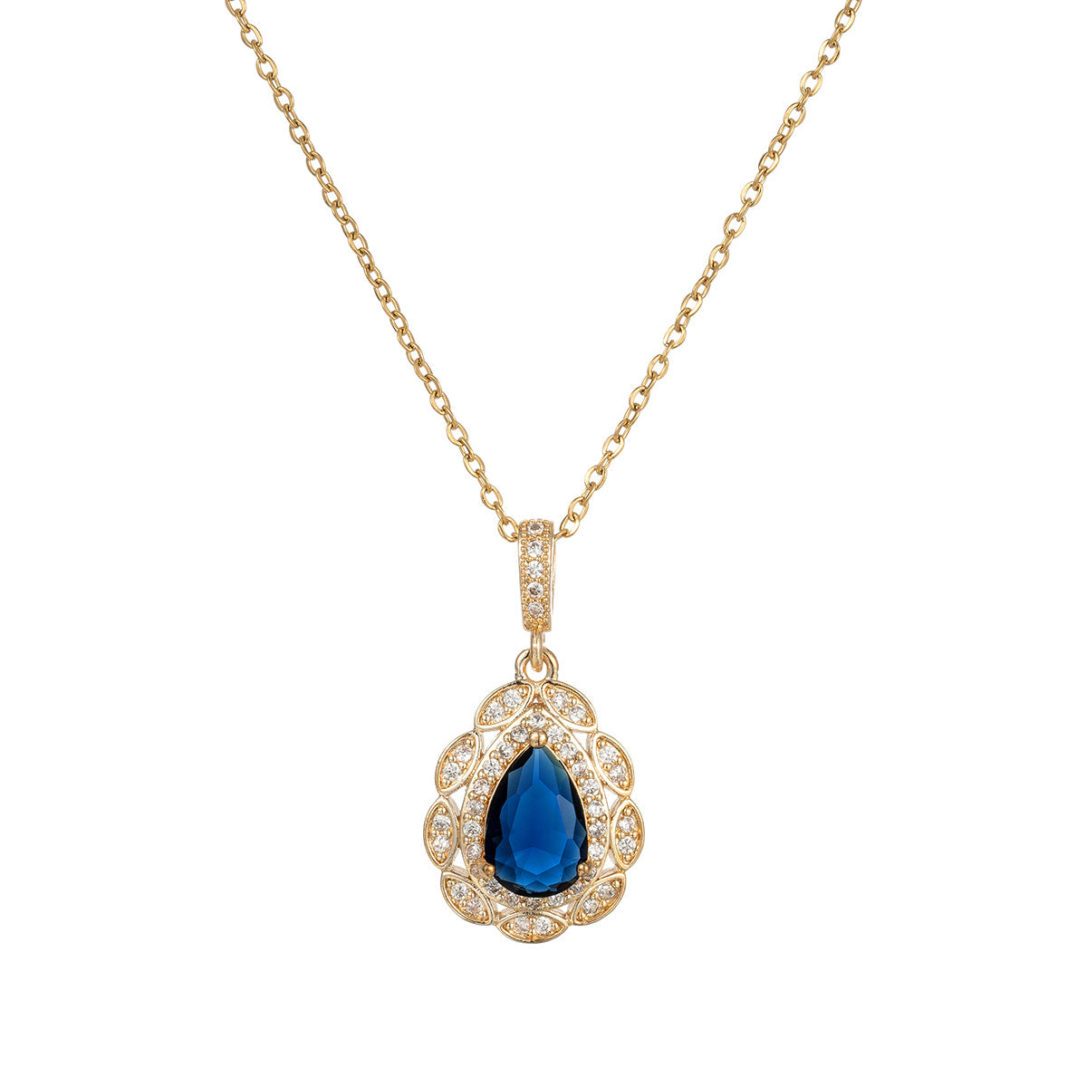 Sapphire Veil – Blue Zircon Drop Earrings & Necklace Set