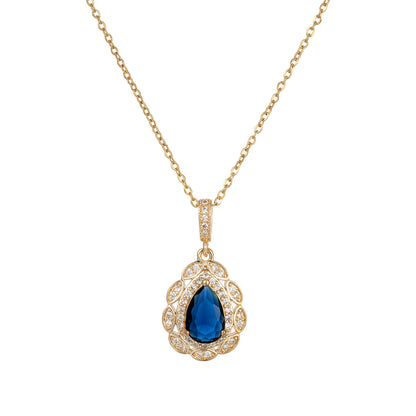 Sapphire Veil – Blue Zircon Drop Earrings & Necklace Set