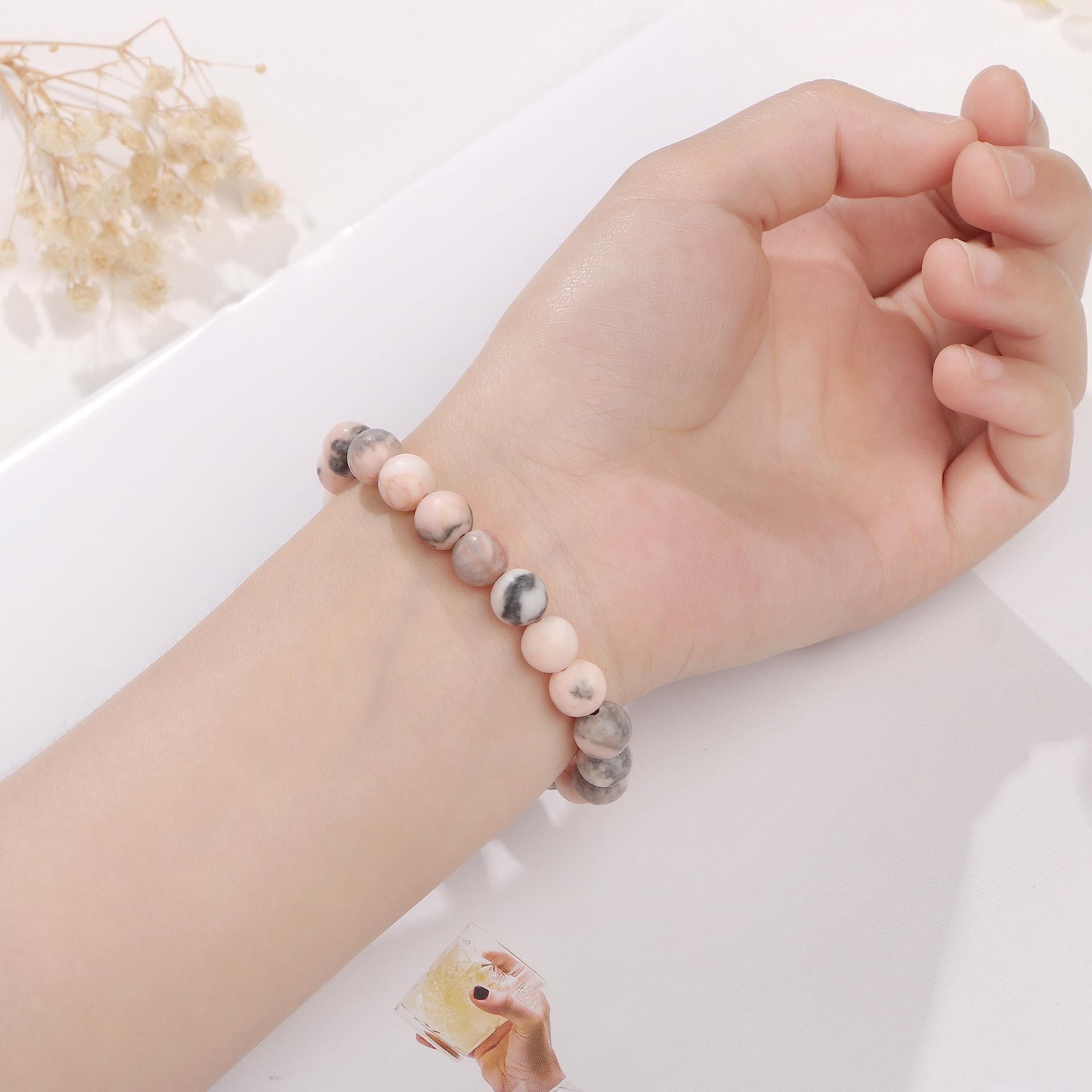 Pink Zebra Stone Bracelet - Chakra Healing