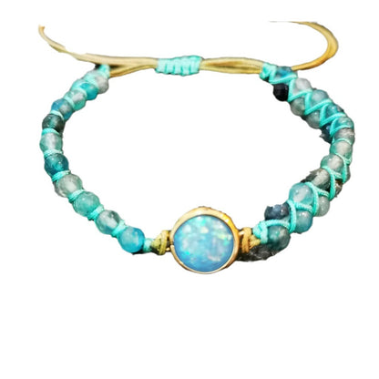 Blue Agate Bracelet with Blue Opal | Meditation & Healing Energy Jewelry