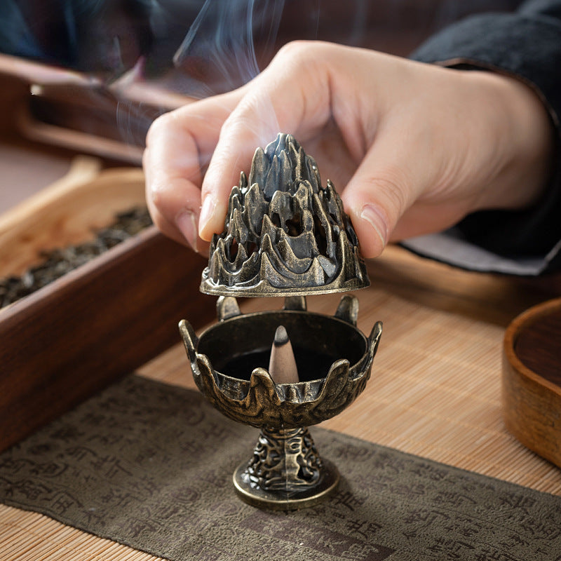 Retro Mini Hollow Incense Seat Indoor Buddha Supplies Tower Incense Cone Aromatherapy Stove