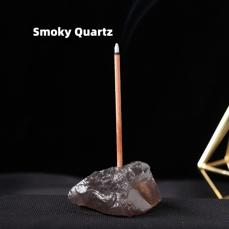 Natural Rose Amethyst & Citrine Crystal Incense Holder with Gemstone Chips – Sacred Meditation Burner