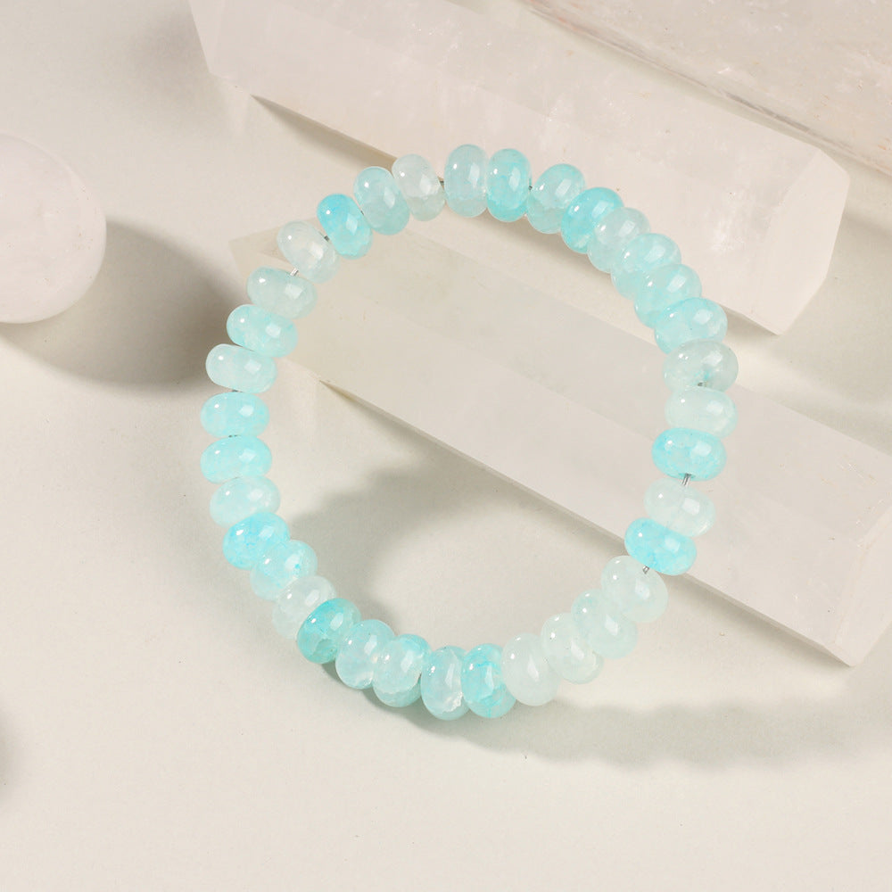 Blue Chalcedony & Glass Crystal Healing Bracelet