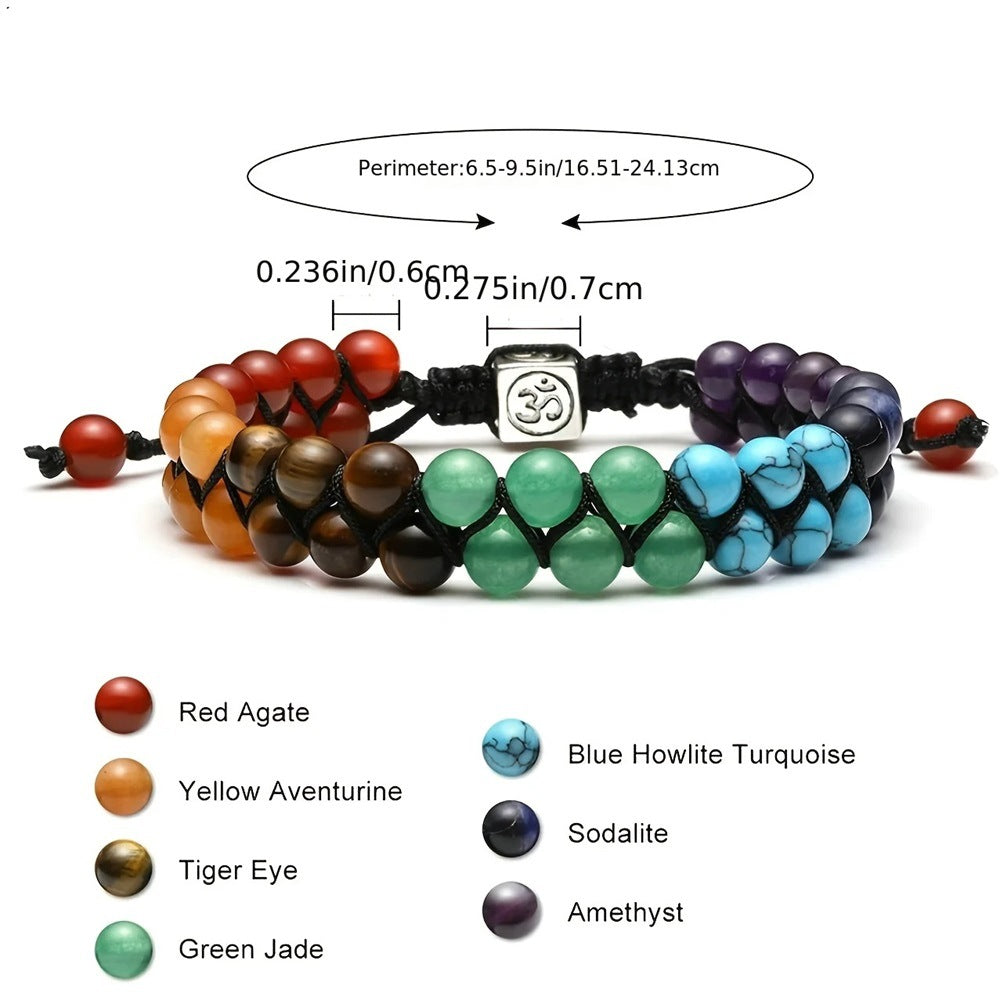Bohemian Crystal Bracelet – Turquoise, Amethyst, Aquamarine & Red Agate Handwoven Energy