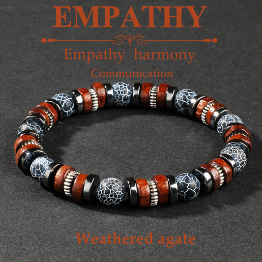 Men's Cracked Agate and Sandalwood Bracelet