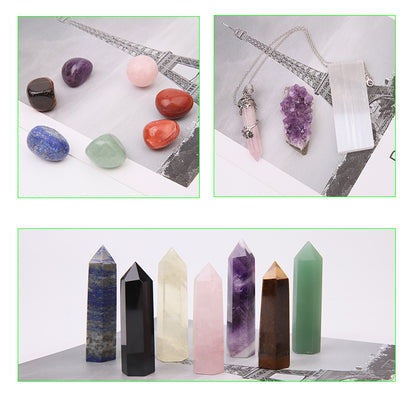 Seven Chakra Crystal Point with Amethyst Cluster Healing Gift Set
