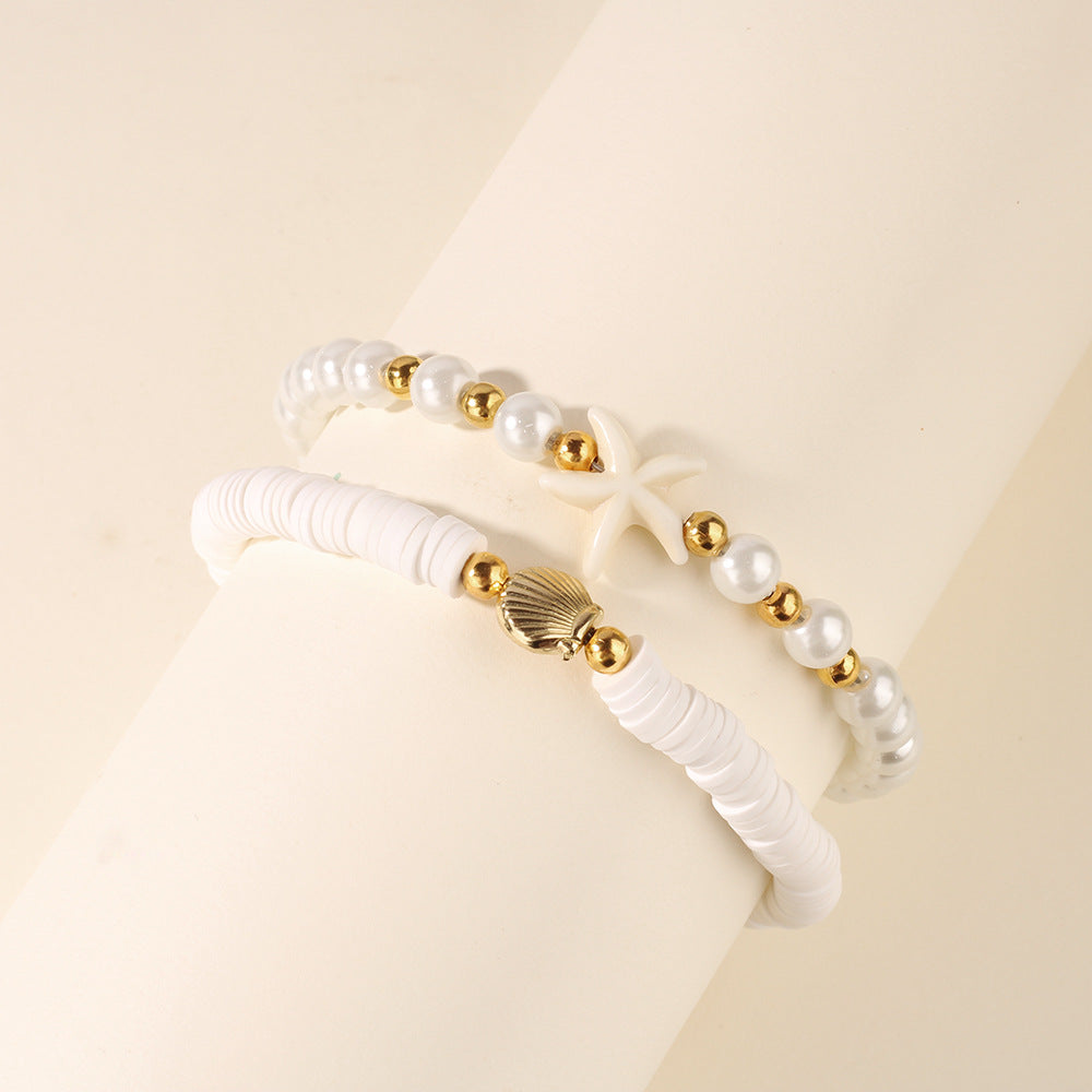 Starfish & Shell Pearl Beaded Bracelet