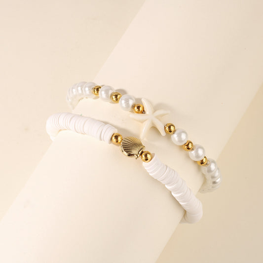 Starfish & Shell Pearl Beaded Bracelet