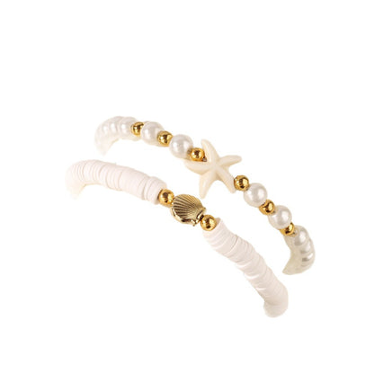 Starfish & Shell Pearl Beaded Bracelet