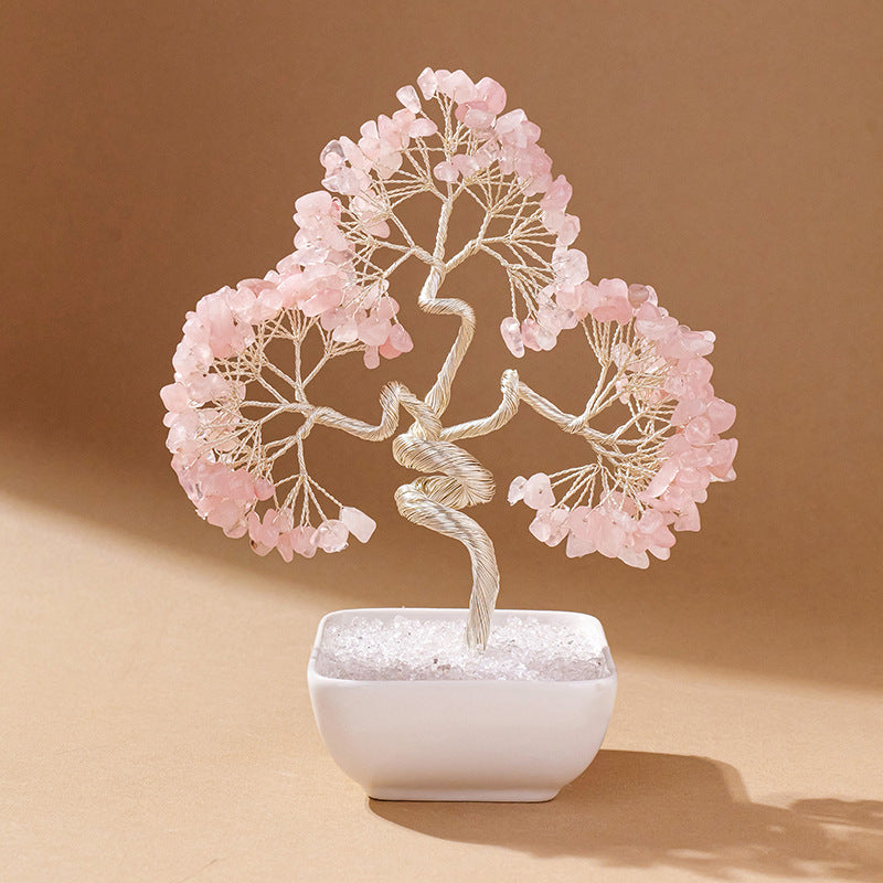 Natural rose quartz Money Tree – Feng Shui Tree of Life for Prosperity & Harmony