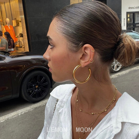 Divine Halo Hoops – Gold-Plated Bold Hollow Circle Earrings