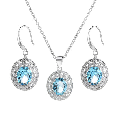 Blue Topaz Stainless Steel Pendant & Earrings Set – Luxury Valentine’s Gift