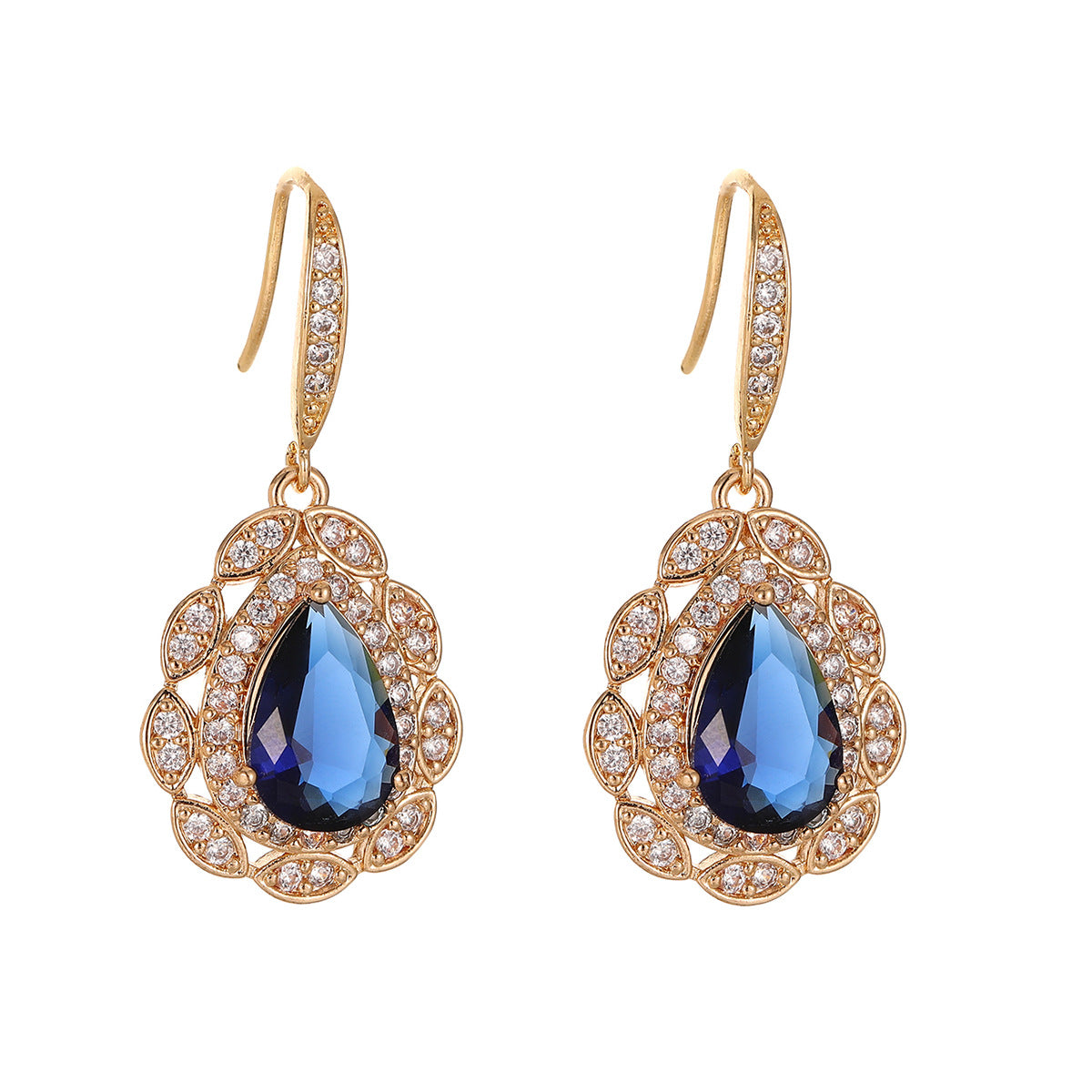 Sapphire Veil – Blue Zircon Drop Earrings & Necklace Set