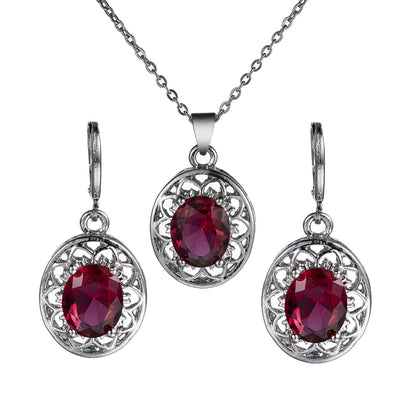 Sacred Bloom – Egg Crystal Earrings & Hollow Petal Pendant Necklace