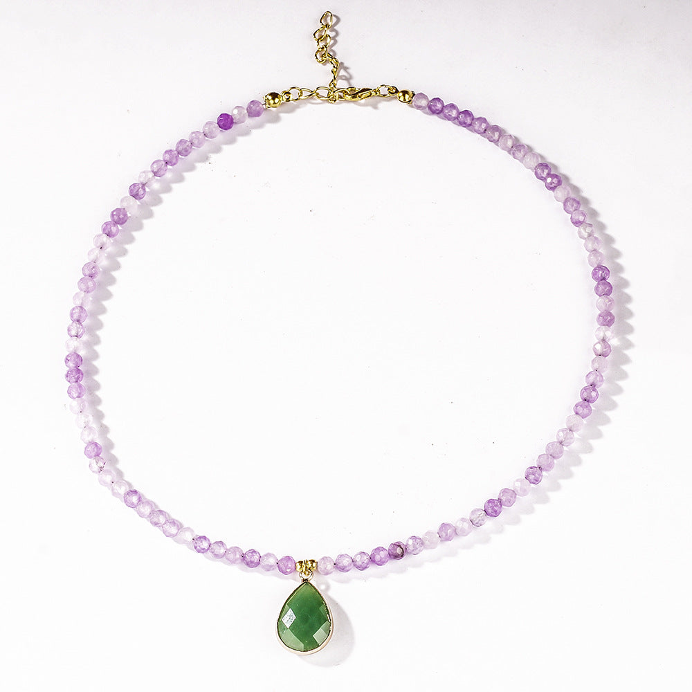 Amethyst, Apatite & Serpentine Gemstone Necklace – Summer Elegance with Energy Harmony