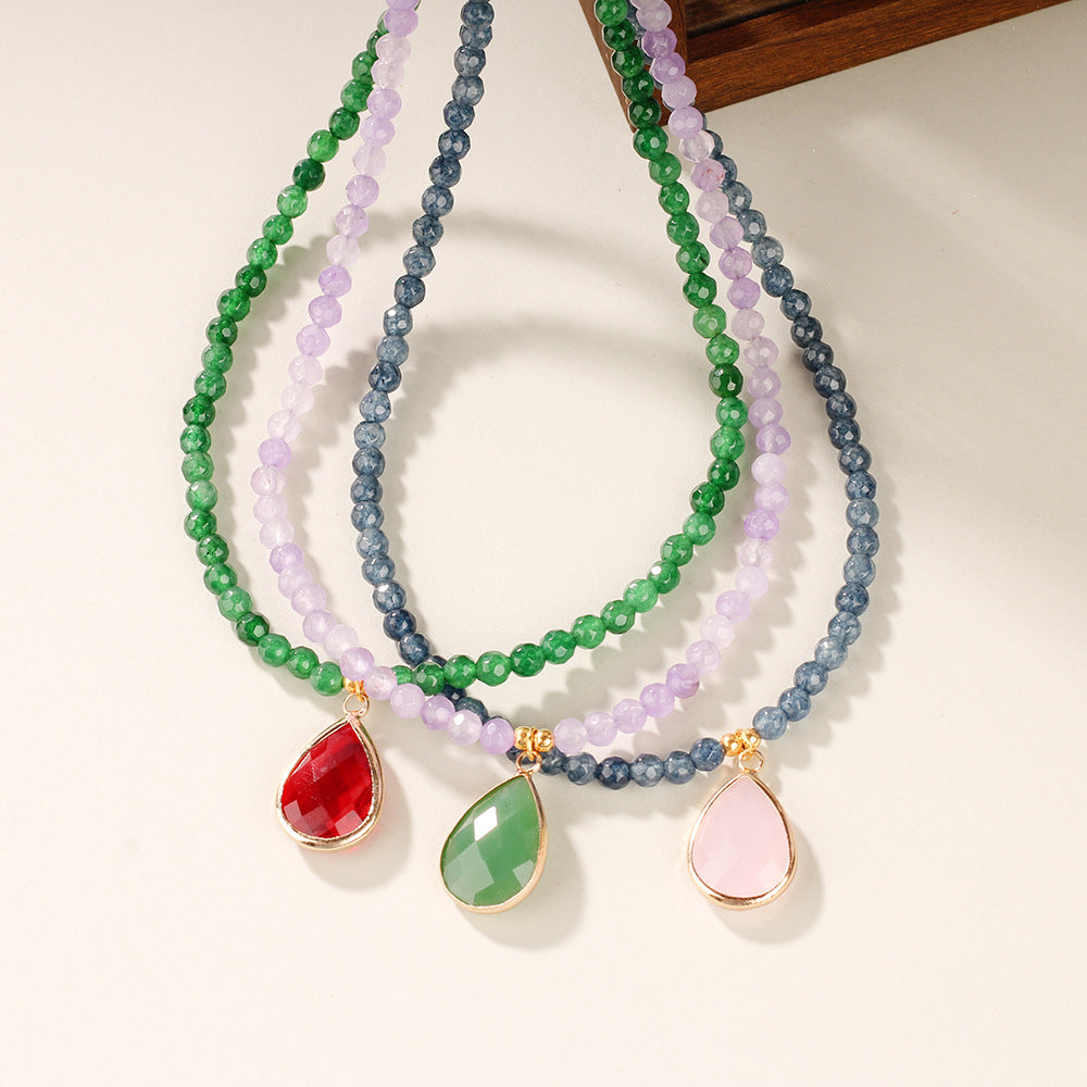 Amethyst, Apatite & Serpentine Gemstone Necklace – Summer Elegance with Energy Harmony