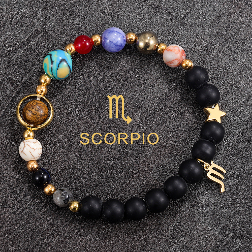 Scorpio Zodiac Planet Bracelet – Handmade Natural Crystals for Power & Transformation