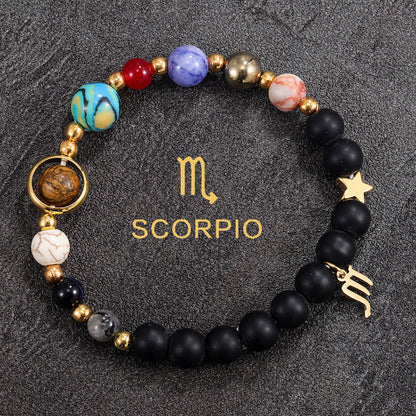 Scorpio Zodiac Planet Bracelet – Handmade Natural Crystals for Power & Transformation