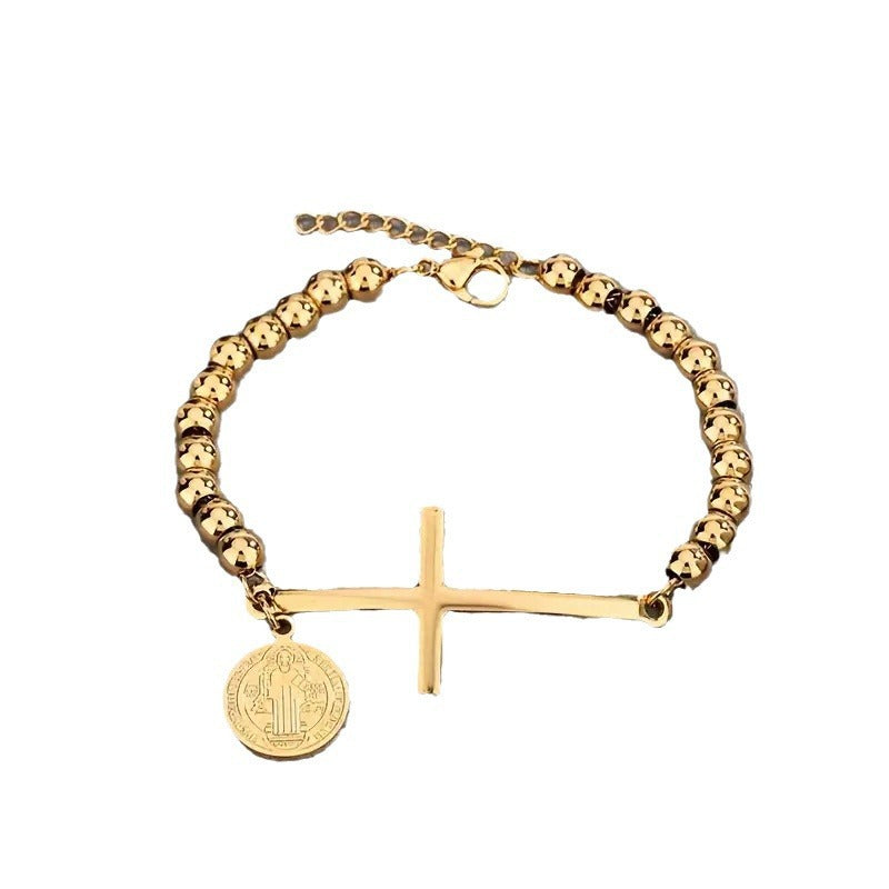 Stainless Steel Rosary Bead Bracelet