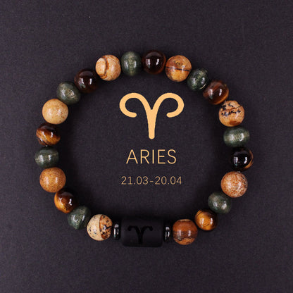 Zodiac Energy Bracelet – Amazonite & Tiger Eye Couple Crystal Set