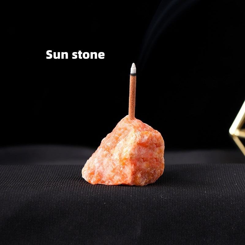 Natural Rose Amethyst & Citrine Crystal Incense Holder with Gemstone Chips – Sacred Meditation Burner