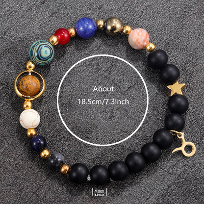 Gemini Zodiac Planet Bracelet – Natural Crystal Beads for Couples