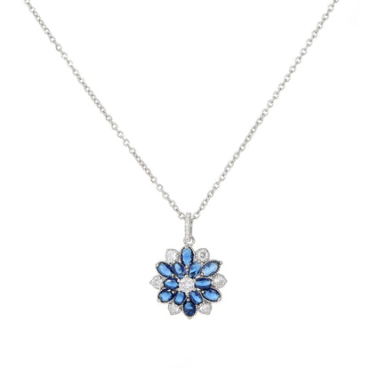 Zircon Flower Jewelry Set – No Piercing Clip-On Earrings & Pendant Necklace