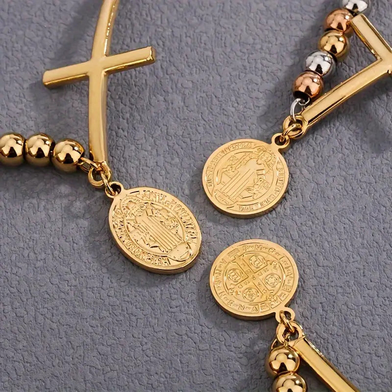 Stainless Steel Rosary Bead Bracelet