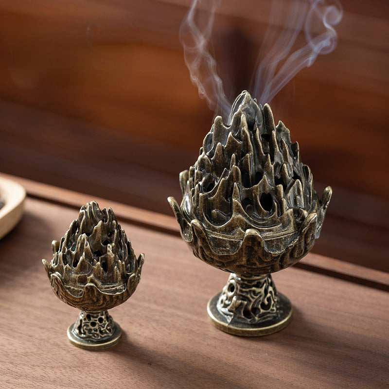 Retro Mini Hollow Incense Seat Indoor Buddha Supplies Tower Incense Cone Aromatherapy Stove