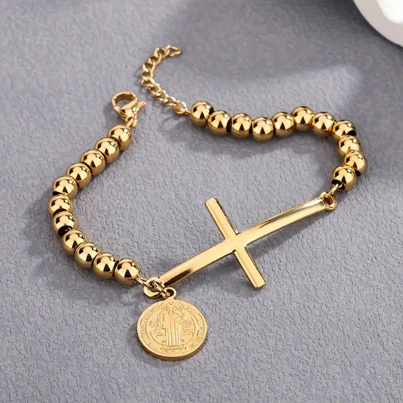 Stainless Steel Rosary Bead Bracelet