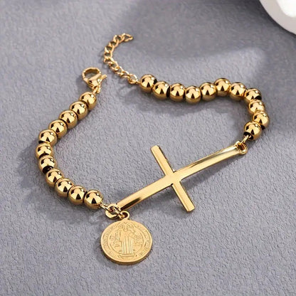 Stainless Steel Rosary Bead Bracelet