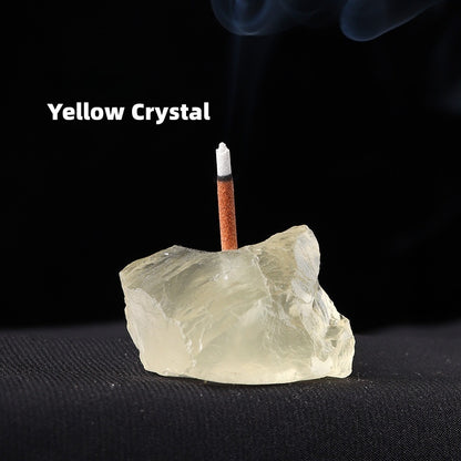 Natural Rose Amethyst & Citrine Crystal Incense Holder with Gemstone Chips – Sacred Meditation Burner