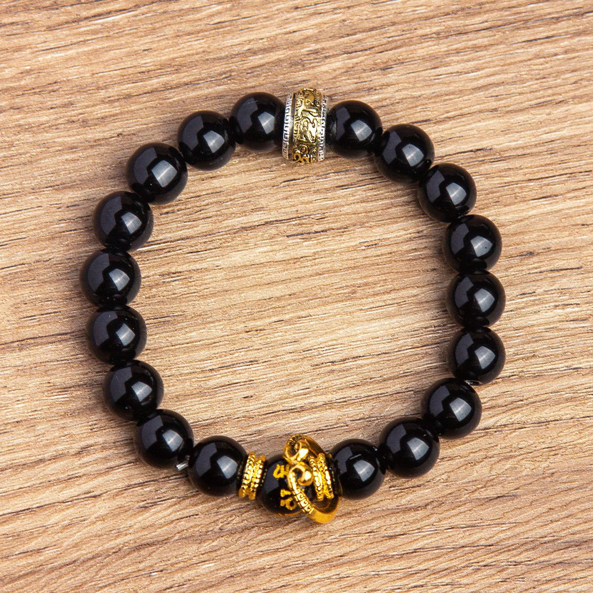 Wukong Silver Sheen Obsidian Bracelet · Mantra Energy Beads for Couples