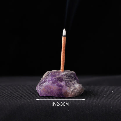 Natural Rose Amethyst & Citrine Crystal Incense Holder with Gemstone Chips – Sacred Meditation Burner