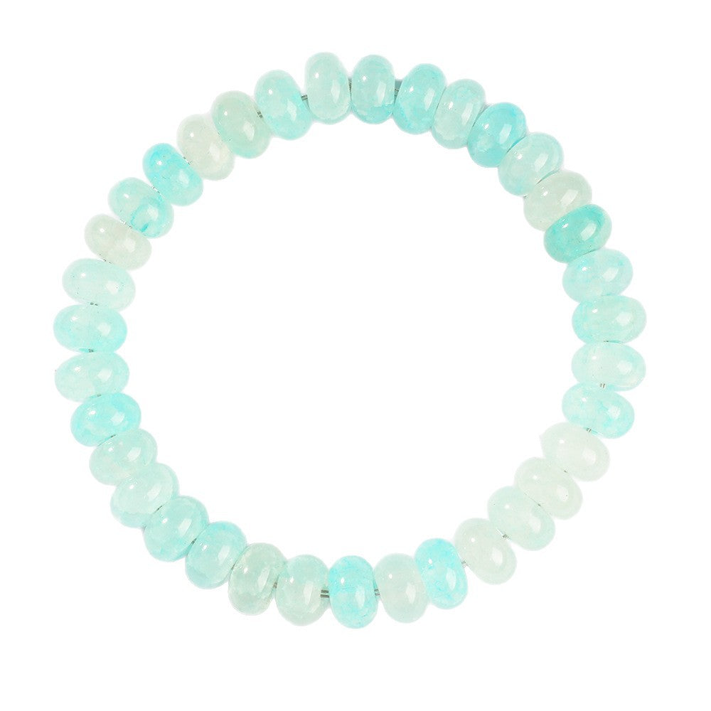 Blue Chalcedony & Glass Crystal Healing Bracelet