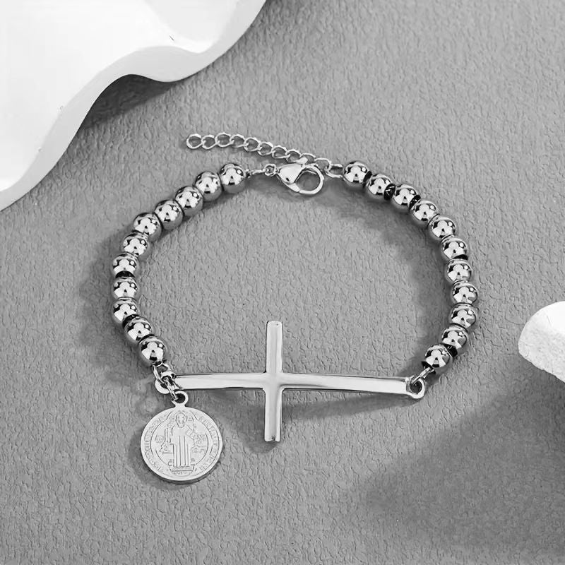 Stainless Steel Rosary Bead Bracelet