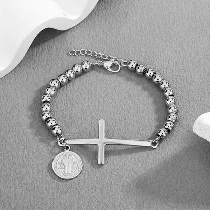 Stainless Steel Rosary Bead Bracelet