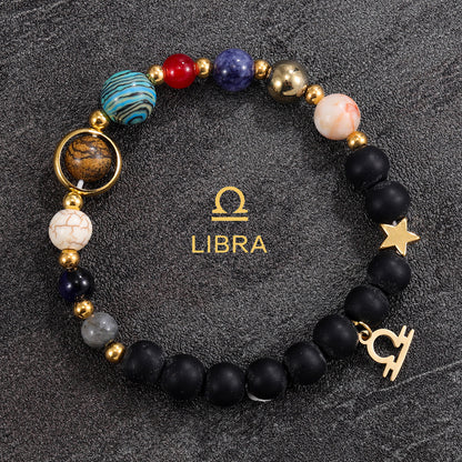 Libra Zodiac Planet Bracelet – Handmade Crystal Beads for Harmony & Love