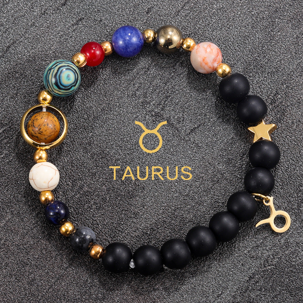 Taurus Zodiac Planet Bracelet – Handmade Crystal Beads for Strength & Love