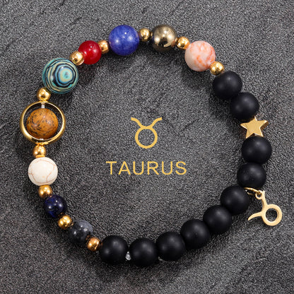 Taurus Zodiac Planet Bracelet – Handmade Crystal Beads for Strength & Love